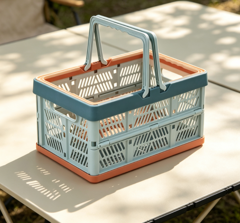 Two Tone Cut Out Plastic Collapsible Basket