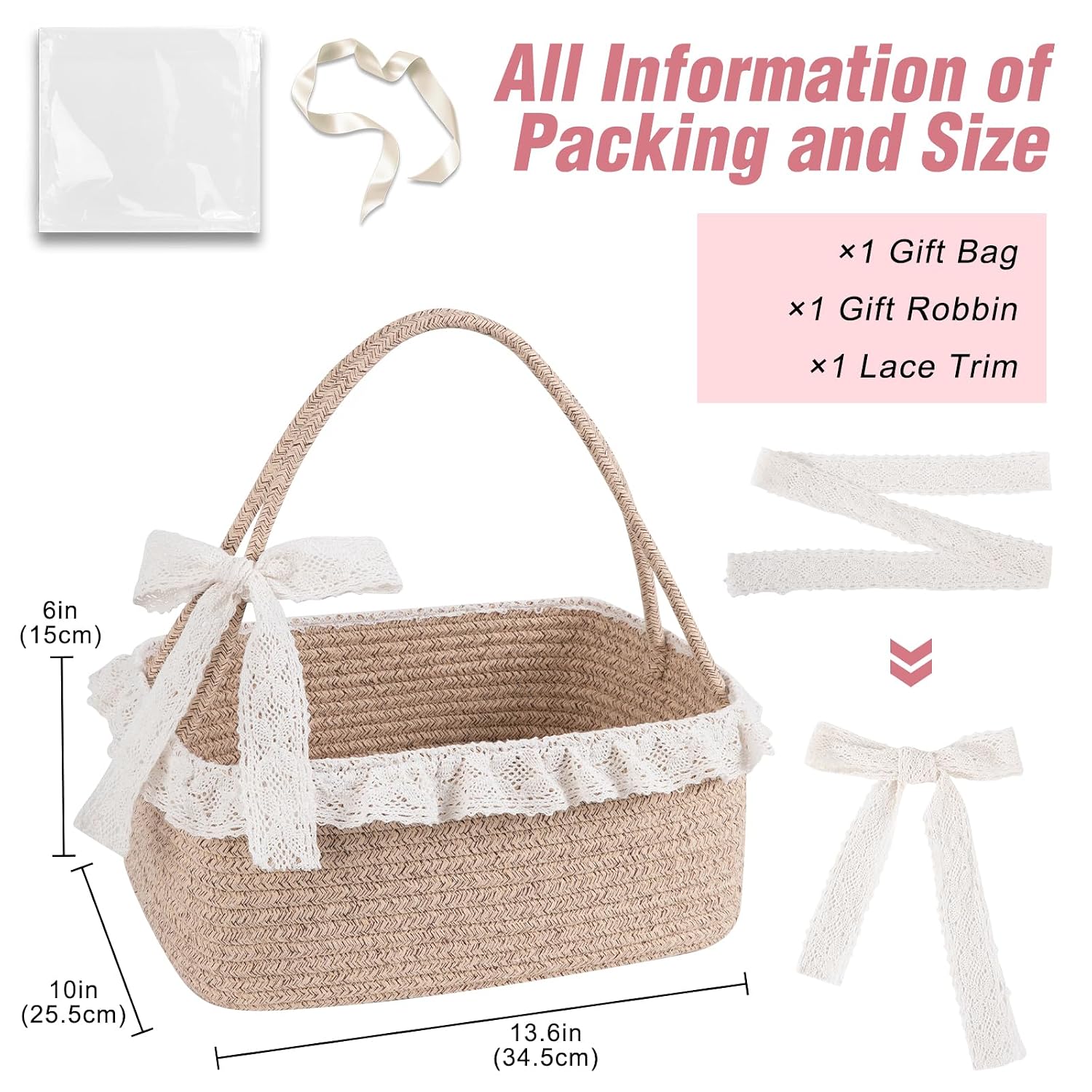Lavender Plaid Fabric Storage Basket with Handles Image 2