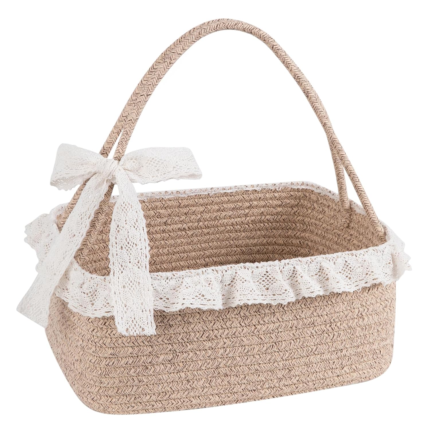 Lavender Plaid Fabric Storage Basket with Handles