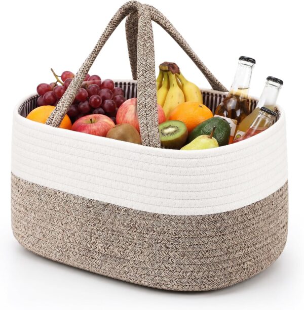 Woven Jute Picnic Basket with Lace Bow