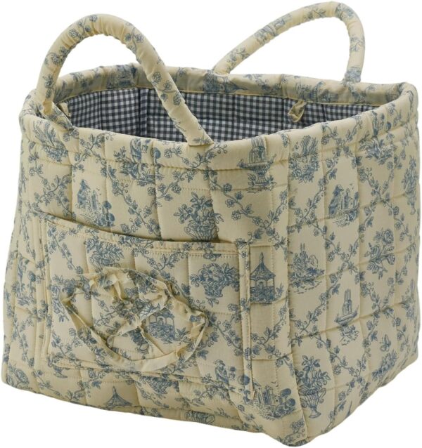Two Tone Woven Cotton Rope Picnic Basket – Outdoor Camping & Produce Storage Basket